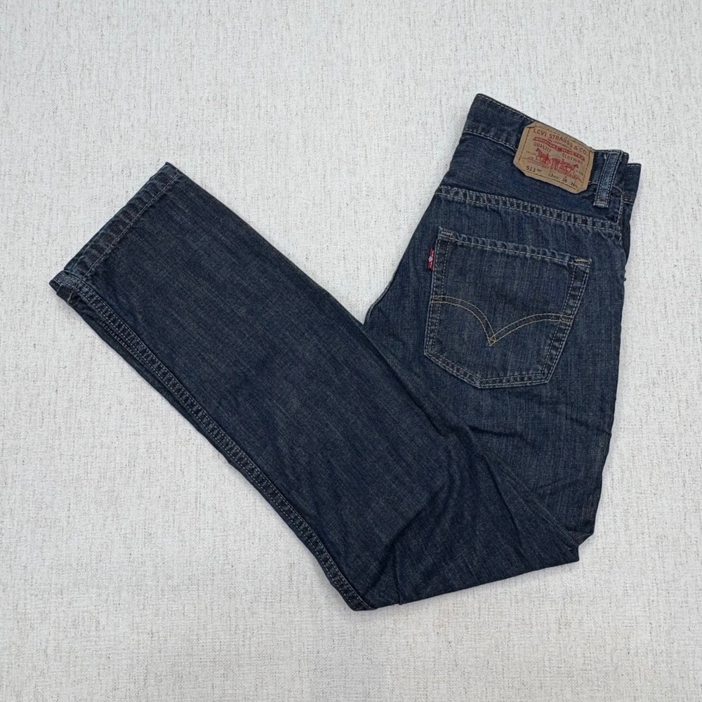 Levis 511 Skinny Jeans Boys 12 Regular Dark Wash Indigo Denim 26x26.5 Nice!!